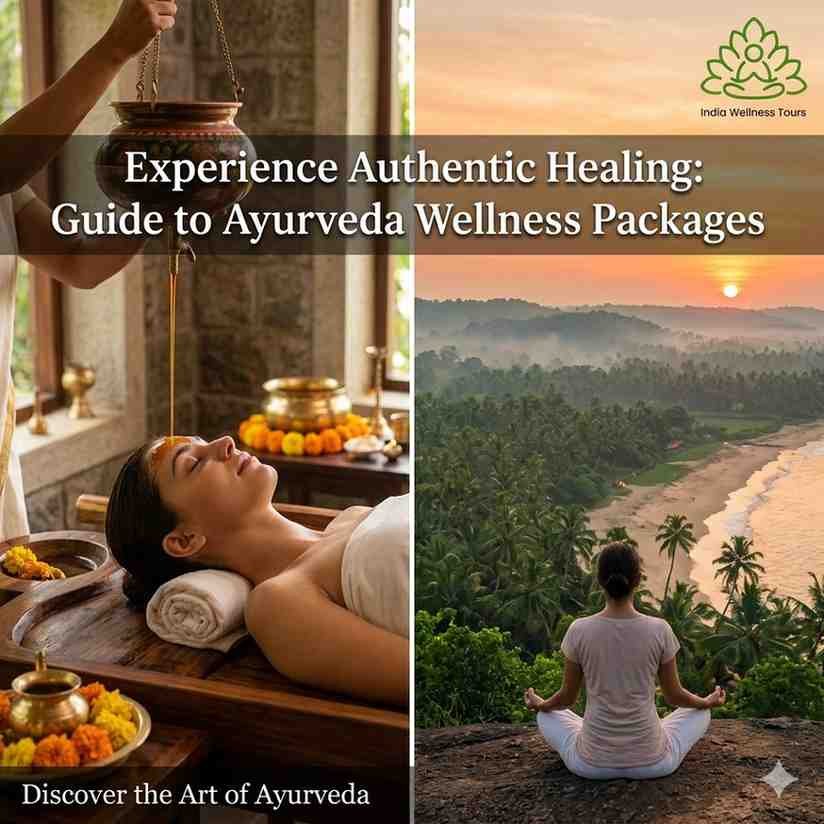 Woman receiving Shirodhara treatment during an Ayurveda wellness package in India.